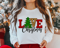 Love Christmas With Christmas Tree plaid and Gold 8533 DTF TRANSFER