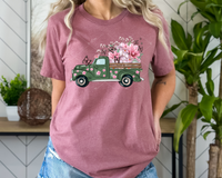 Spring truck filled with flowers, butterflies, sage green & pink colors 8882 DTF Transfer
