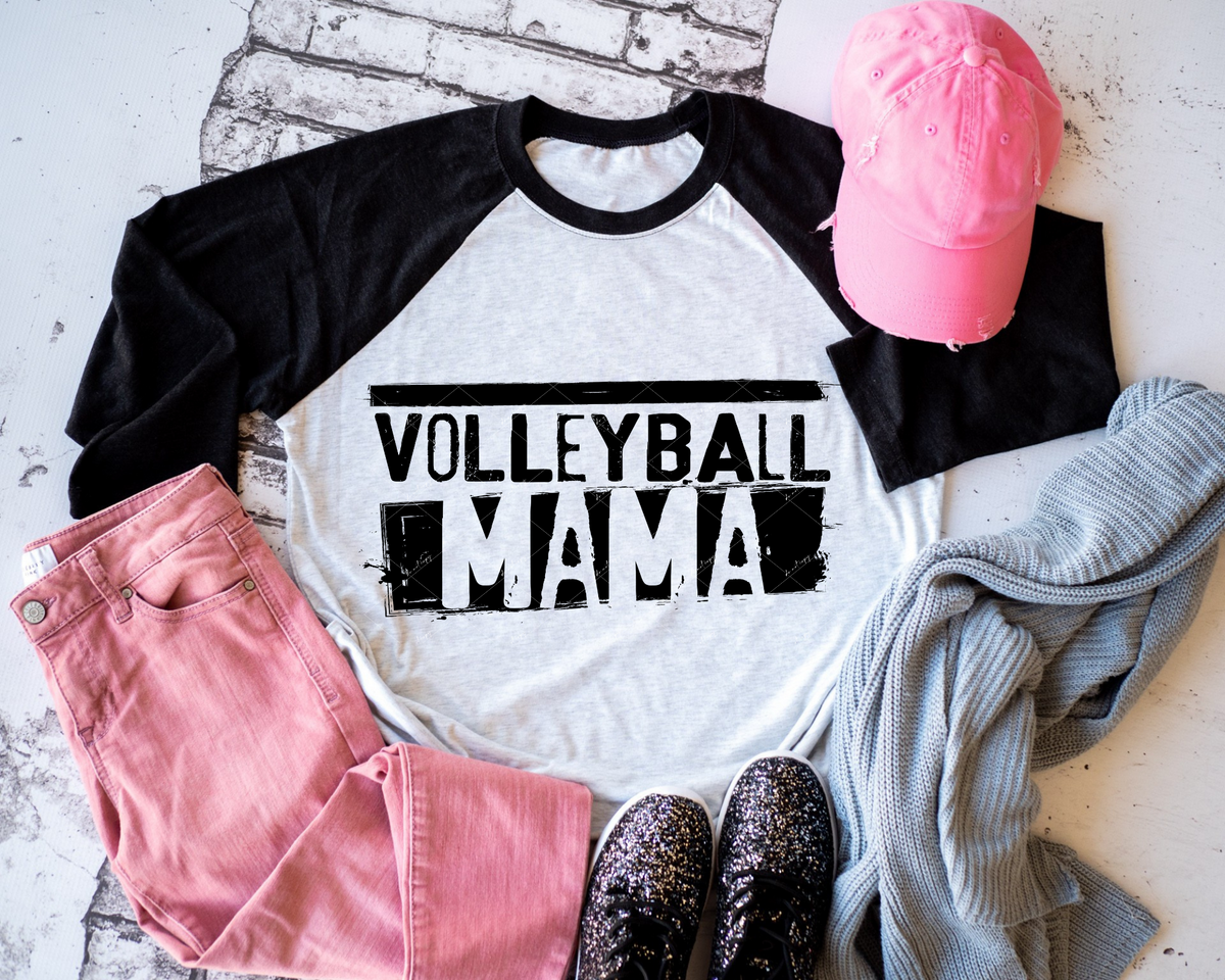 Volleyball Mama (stencil block lettering, black lettering) 1990 DTF TRANSFER