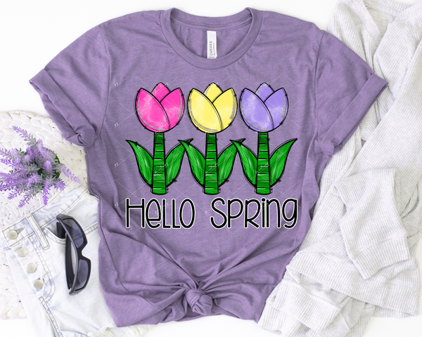 Hello Spring (three tulips, bright colors) 1513 DTF TRANSFER