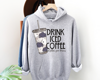 Drink iced coffee and follow your dreams (Cloud and Moon iced coffee tumbler) 1584 DTF TRANSFER