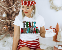 Feliz Navidad (sombrero, red & black buffalo plaid, cow, leopard, turquoise wood, green & black plaid lettering) 1395 DTF TRANSFER