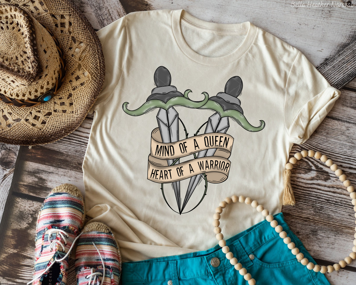 Mind of a queen heart of a warrior knives (Colored Font) 112502 DTF TRANSFER