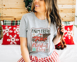 Farm Fresh Christmas Trees Red Truck (Red Black Font) 344 DTF TRANSFER