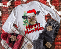 Merry Moo-Mas Cow With Santa Hat Christmas Tree (Red Font) 8723 DTF TRANSFER