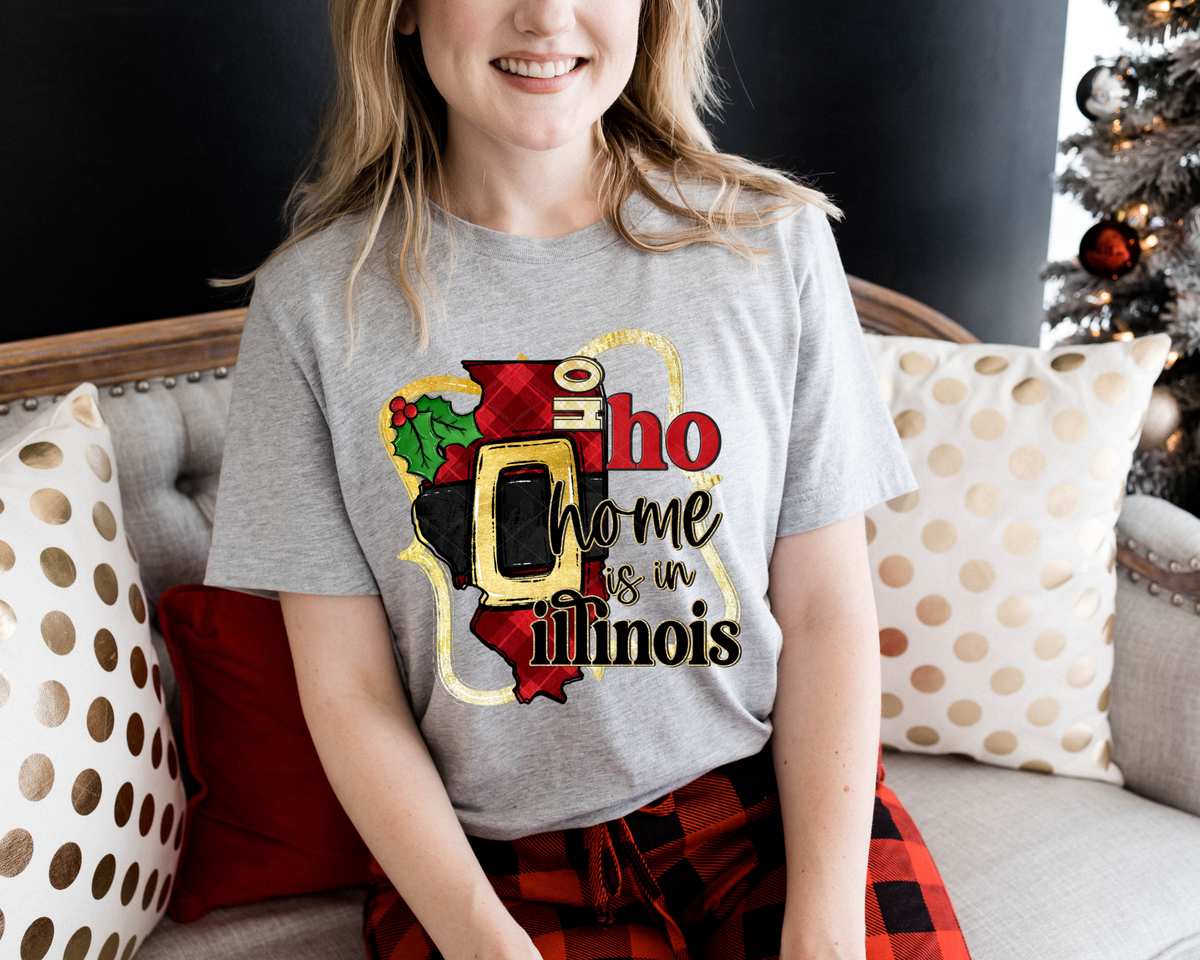 Ho Ho Home Is In Illinois Santa Belt State (Black Red Font) 112516 DTF TRANSFER
