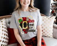 Ho Ho Home Is In Illinois Santa Belt State (Black Red Font) DTF TRANSFER