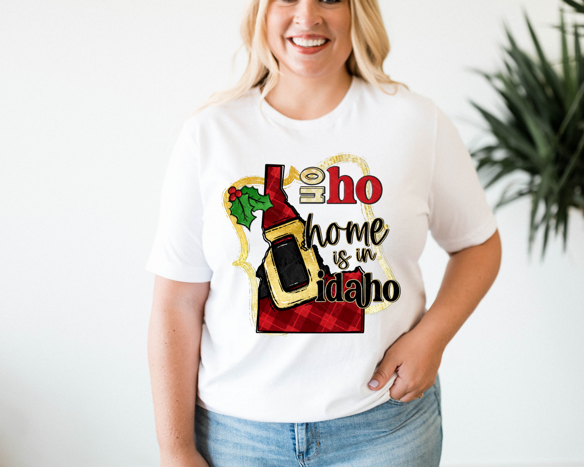Ho Ho Home Is In Idaho Santa Belt State (Black Red Font) 112515 DTF TRANSFER
