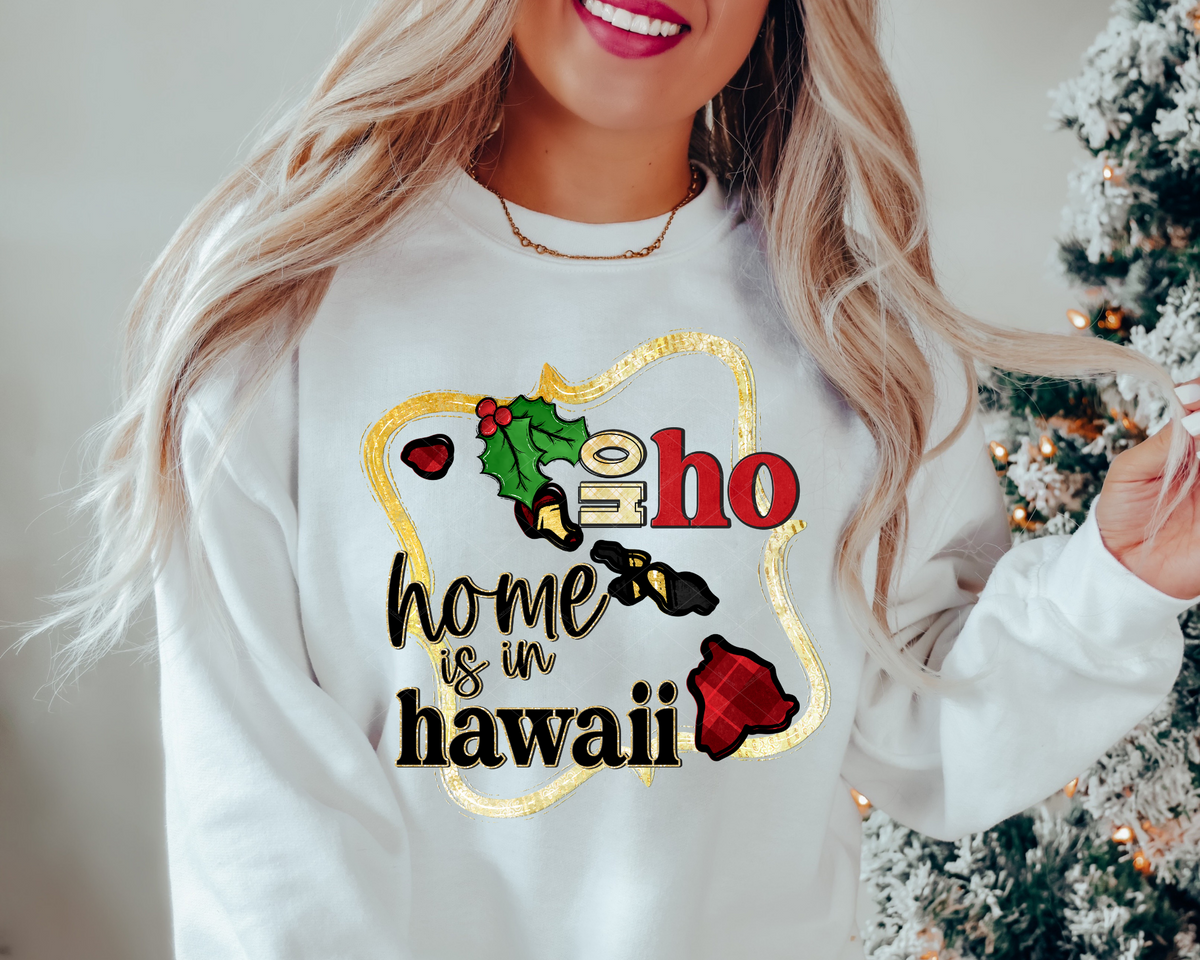 Ho Ho Home Is In Hawaii Santa Belt State (Black Red Font) 112514 DTF TRANSFER