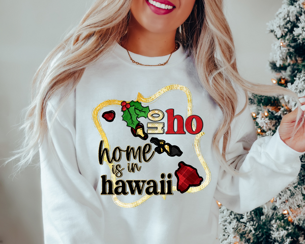 Ho Ho Home Is In Hawaii Santa Belt State (Black Red Font) DTF TRANSFER