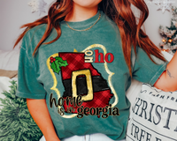 Ho Ho Home Is In Georgia Santa Belt State (Black Red Font) 1067 DTF TRANSFER