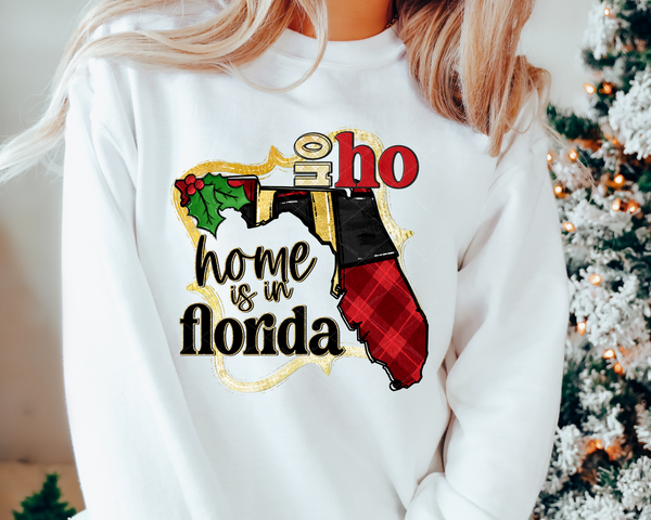 Ho Ho Home Is In Florida Santa Belt State (Black Red Font) DTF TRANSFER