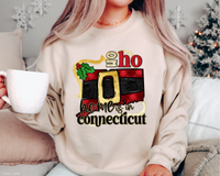 Ho Ho Home Is In Connecticut Santa Belt State (Black Red Font) DTF TRANSFER