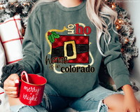 Ho Ho Home Is In Colorado Santa Belt State (Black Red Font) DTF TRANSFER