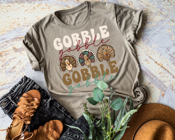 Gobble Gobble Gobble Turkeys (Multi Color Font) 8351 DTF TRANSFER