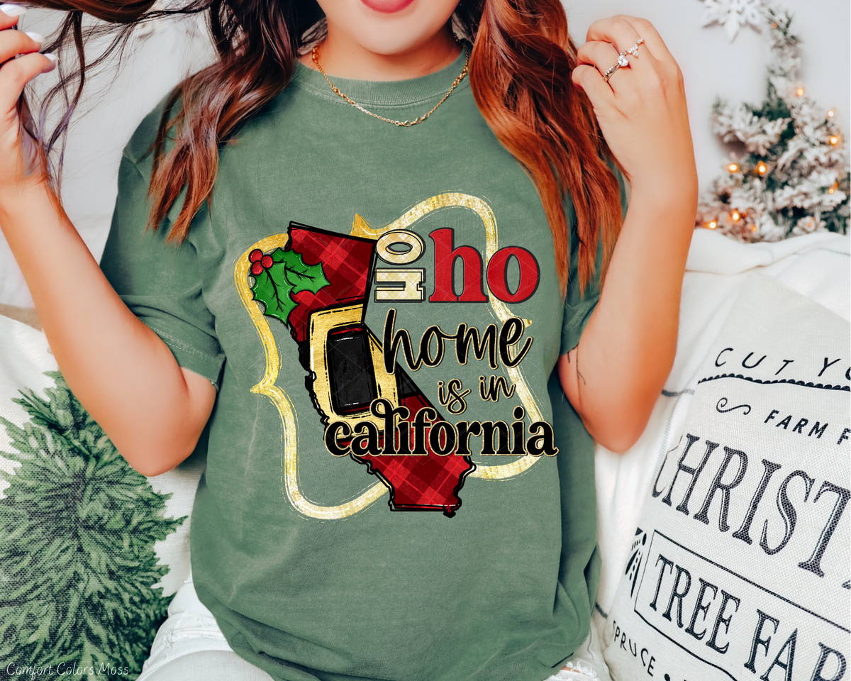 Ho Ho Home Is In California Santa Belt State (Black Red Font) 112509 DTF TRANSFER
