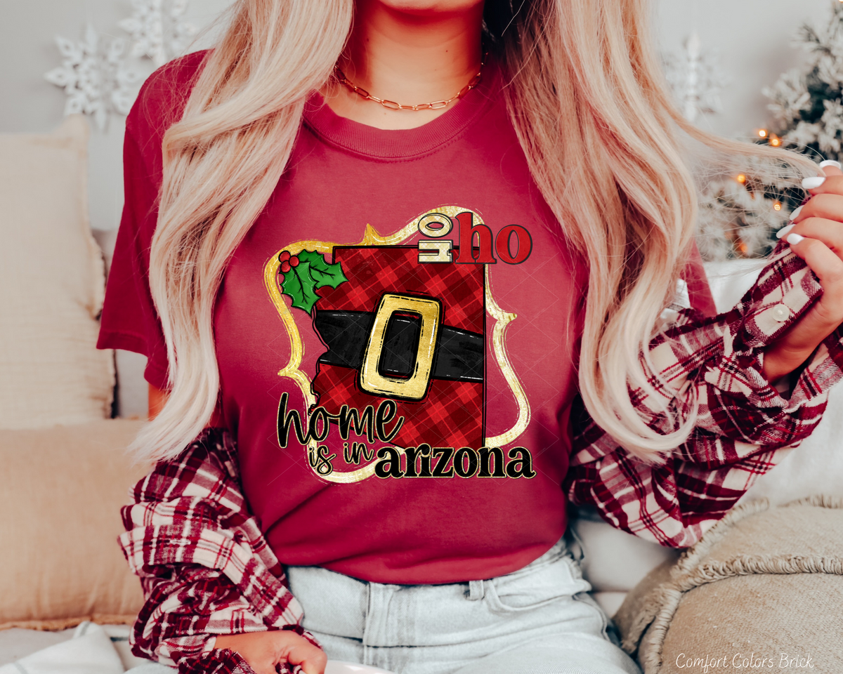 Ho Ho Home Is In Arizona Santa Belt State (Black Red Font) 112508 DTF TRANSFER