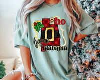 Ho Ho Home Is In Alabama Santa Belt State (Black Red Font) 1185 DTF TRANSFER