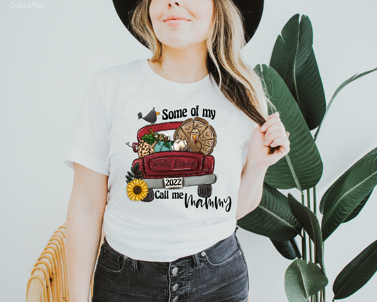 Some Of My Greatest Blessings Call Me Mammy Red Truck Sunflower (Black Font) 383 DTF TRANSFER
