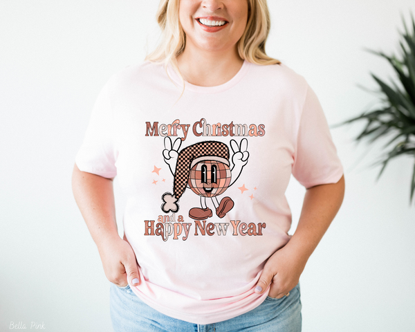 Merry Christmas And a Happy New Year Disco Ball (Multi Color Font) 394 DTF TRANSFER