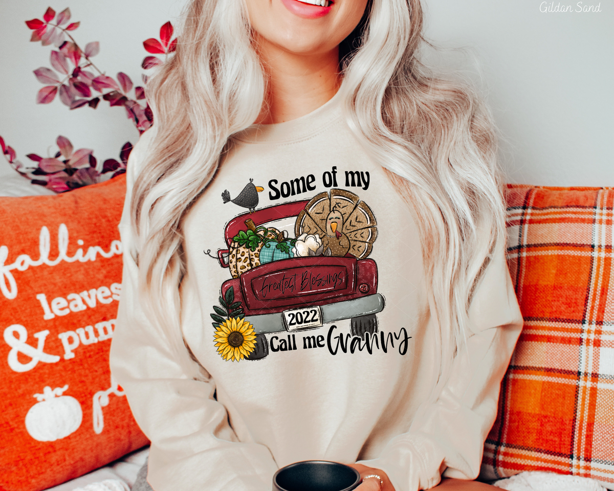 Some Of My Greatest Blessings Call Me Granny Red Truck Sunflower (Black Font) 381 DTF TRANSFER