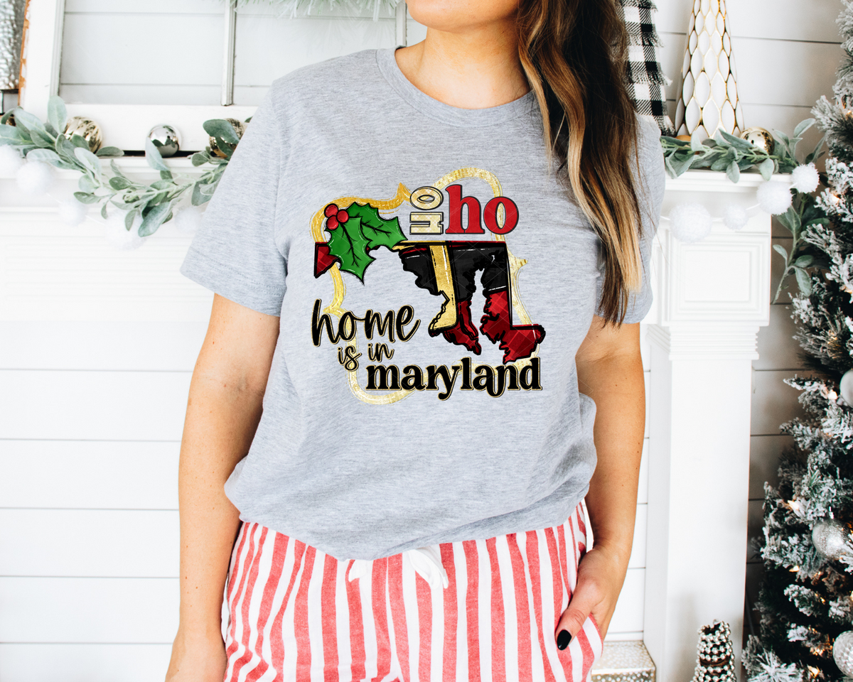 Ho Ho Home Is In Maryland Santa Belt State (Black Red Font) 112520 DTF TRANSFER
