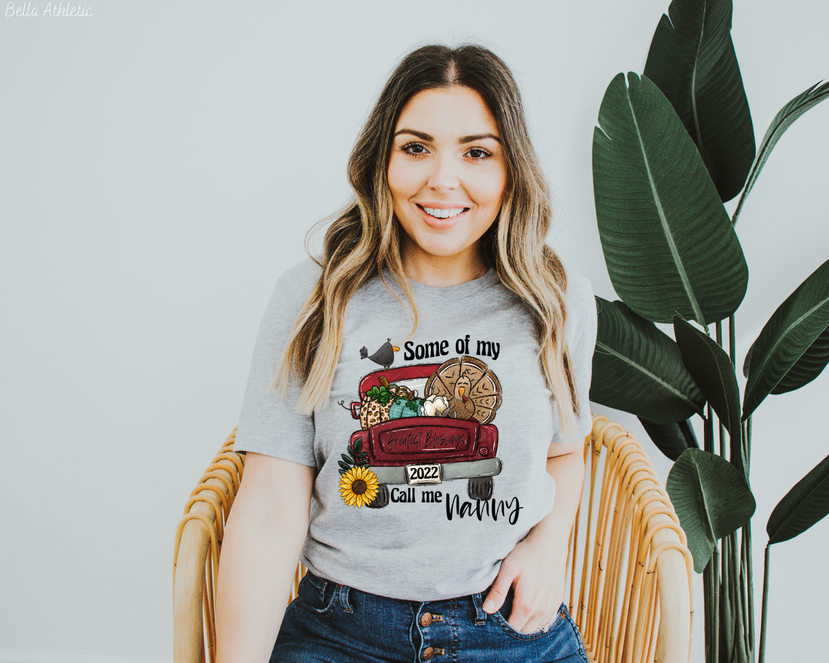 Some Of My Greatest Blessings Call Me Nanny Red Truck Sunflower (Black Font) 386 DTF TRANSFER