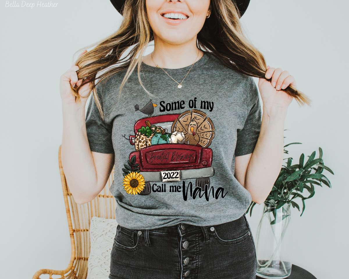Some Of My Greatest Blessings Call Me Nana Red Truck Sunflower (Black Font) 385 DTF TRANSFER