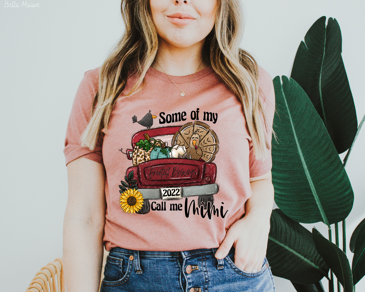 Some Of My Greatest Blessings Call Me Mimi Red Truck Sunflower (Black Font) 384 DTF TRANSFER