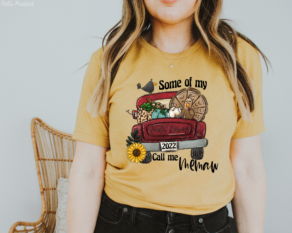 Some Of My Greatest Blessings Call Me Memaw Red Truck Sunflower (Black Font) 382 DTF TRANSFER