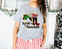 Ho Ho Home Is In Maryland Santa Belt State (Black Red Font) DTF TRANSFER