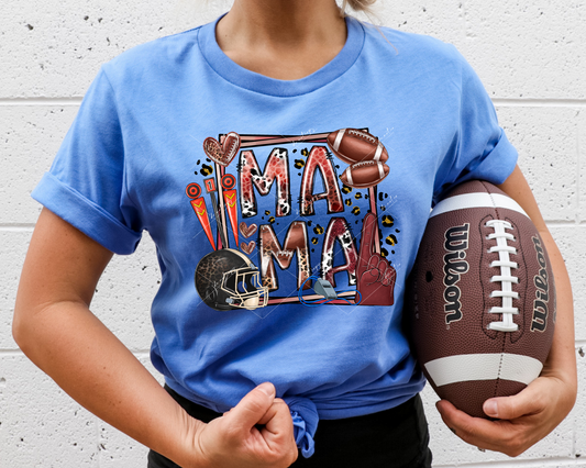 Mama (football elements, leopard print)  DTF Transfer