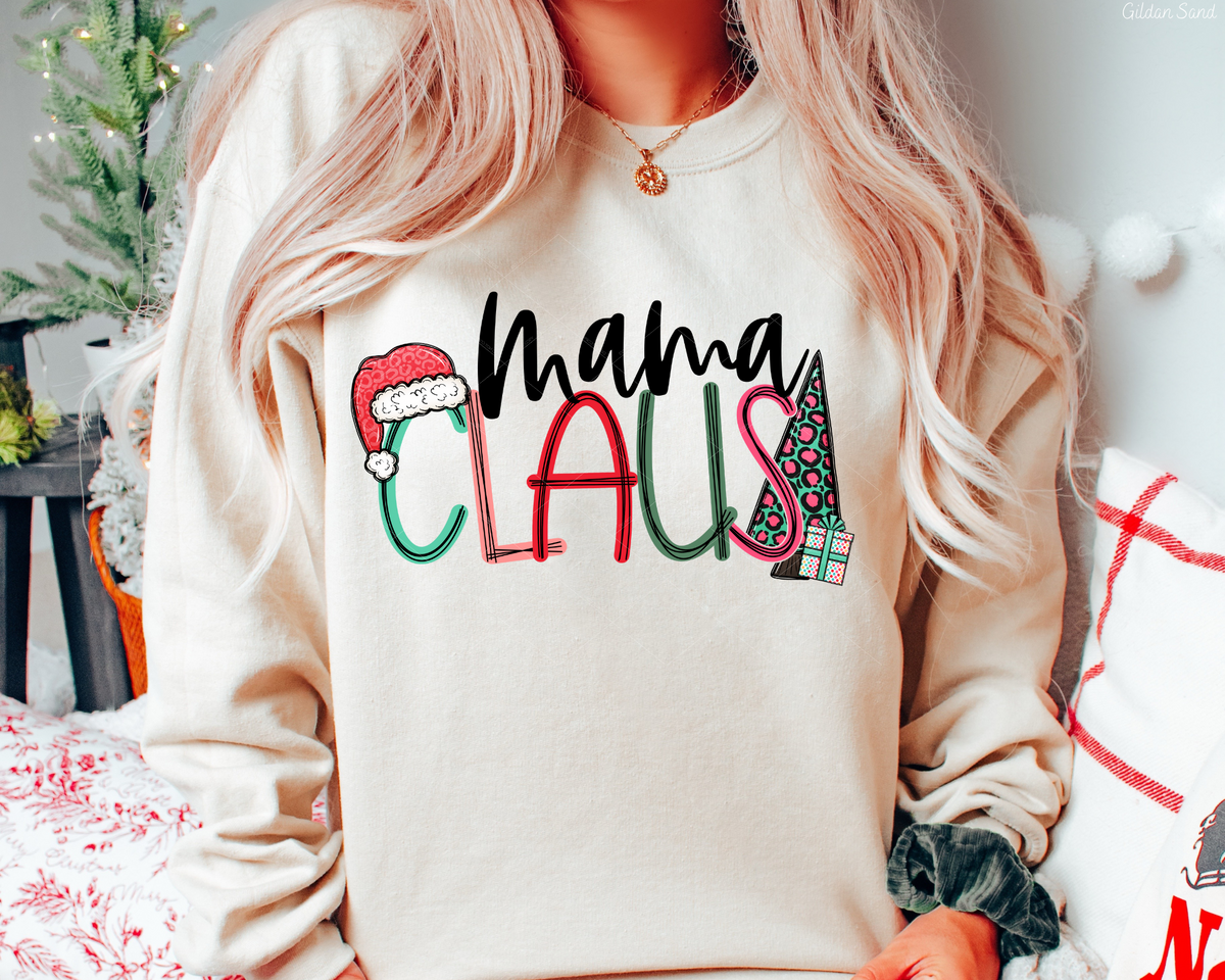 Mama Claus Santa Hat Leopard Tree 8475 DTF TRANSFER