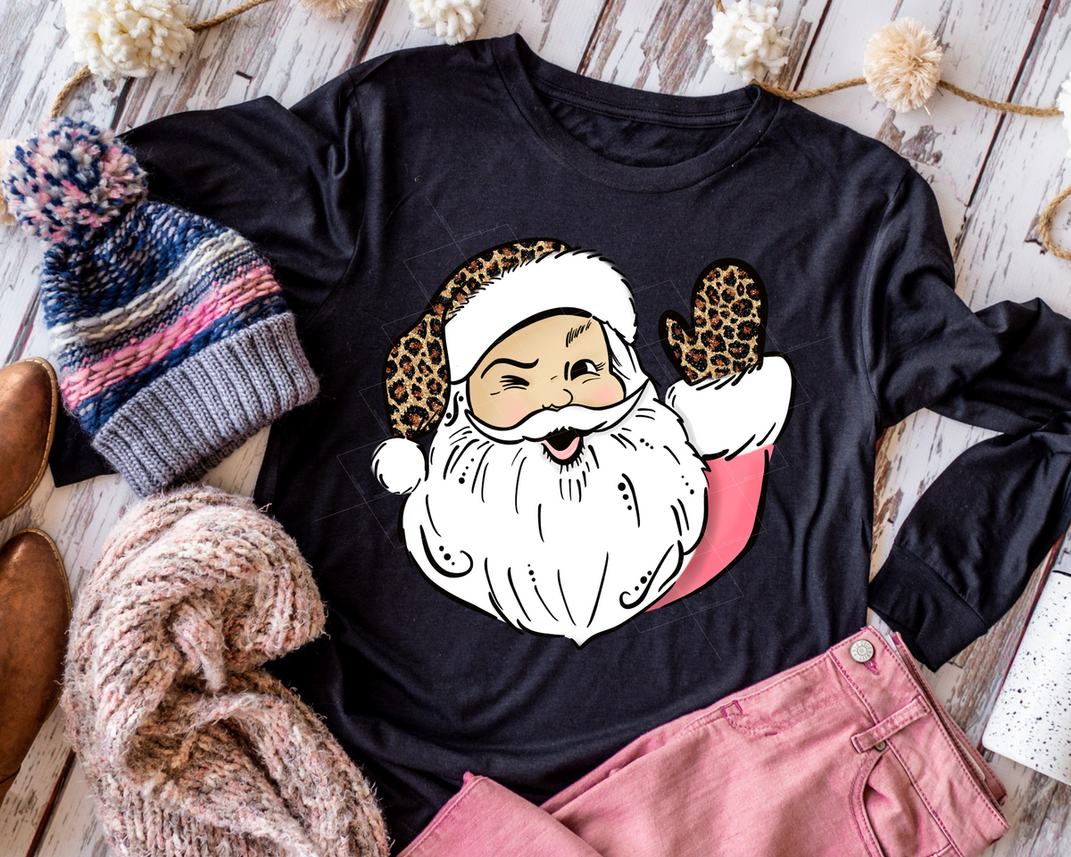 Santa Leopard Pink Waving 112306 DTF TRANSFER
