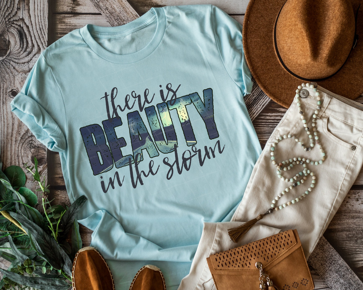 There Is Beauty In The Storm Road Blue Font 112439 DTF TRANSFER