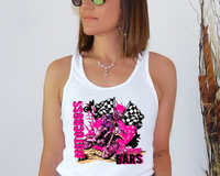 Motorcross Life Behind Bars (hot pink distressed lettering, motorbike rider, race flags) 404 DTF Transfer