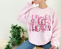 I teach sweet hearts (lettering with Valentine's designs, shades of pink with mint green hearts) 064  DTF TRANSFER
