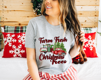 Farm Fresh Christmas Trees RV Red Truck (Red Font) 1085 DTF TRANSFER