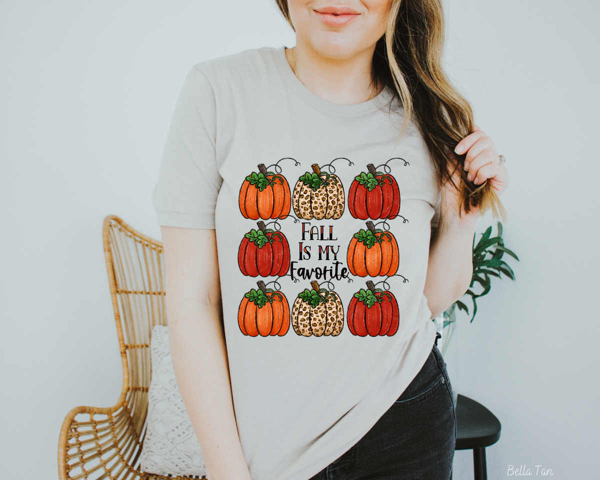 Fall Is My Favorite 8 Pumpkins (Black Orange Font) 341 DTF TRANSFER