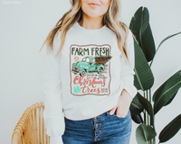 Farm Fresh Christmas Trees Teal Truck (Red Black Font) 8782 DTF TRANSFER