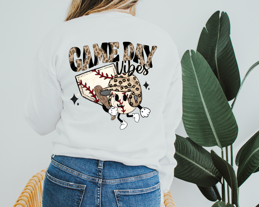 Game Day Vibes Baseball Guy with Leopard Helmut (Black Leopard Font) 090 DTF TRANSFER