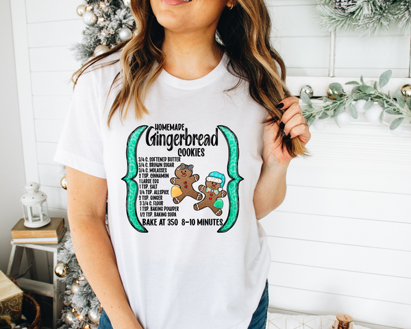 Homemade Gingerbread Cookies Recipe (Black Font) 1182 DTF TRANSFER