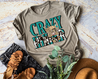 Crazy Heifer Cow With Glassed (Teal With Cow Print Font) 301 DTF TRANSFER