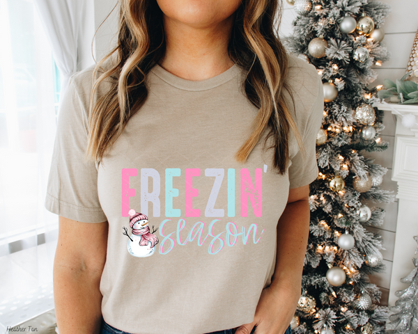 Freezin' Season Snowman (Pink Blue Font) 8650 DTF TRANSFER