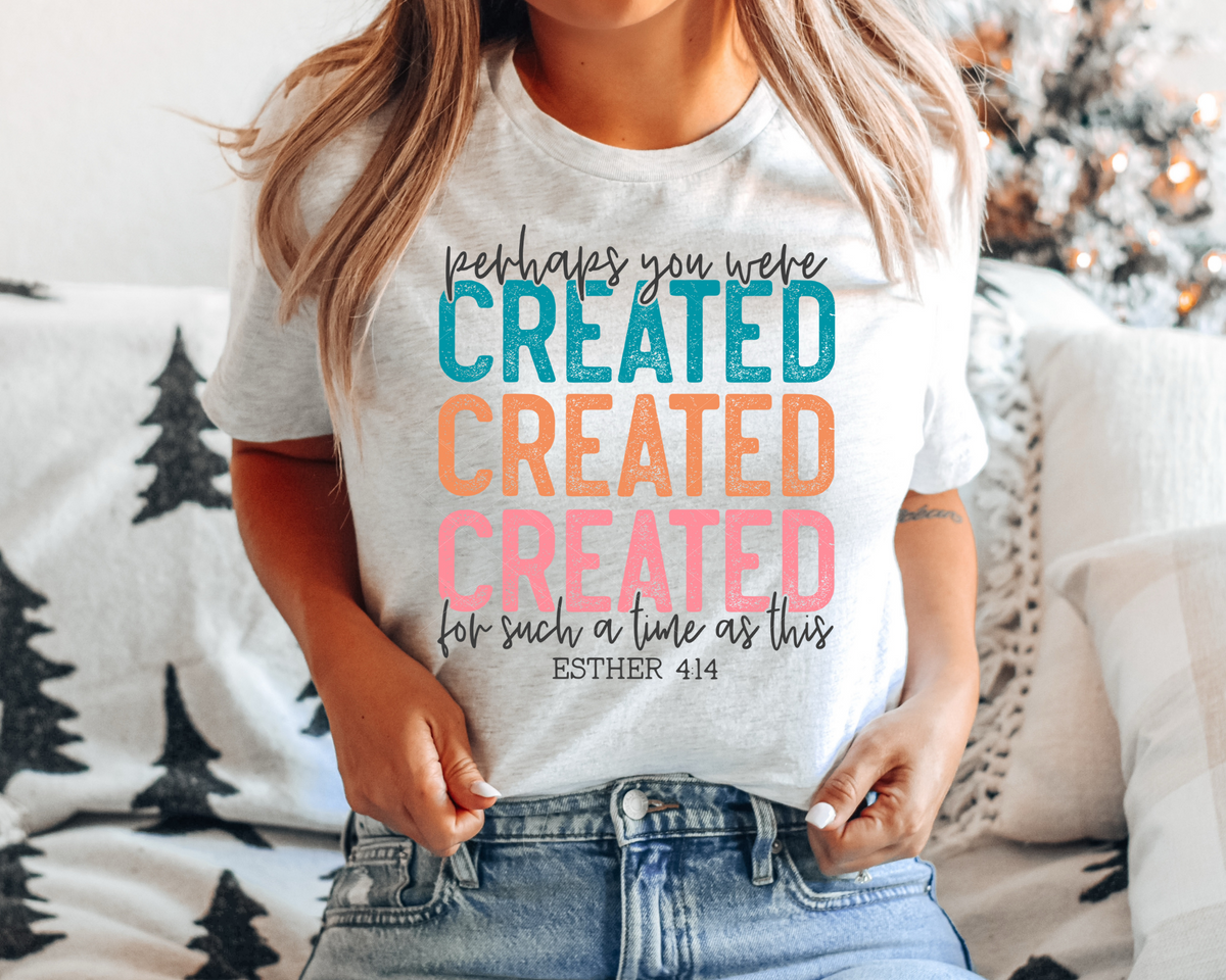 Perhaps You Were Created For Such A Time As This Esther 4:14 Blue Orange Pink Font 112436 DTF TRANSFER