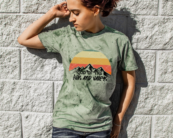 God Of The Hills And Valleys (Santa Fe colors striped dome with mountains in black outline) 9247 DTF TRANSFER