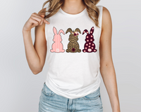 Bunny backs with pink chevron, leopard print, maroon and pink polka dots 1668 DTF TRANSFER