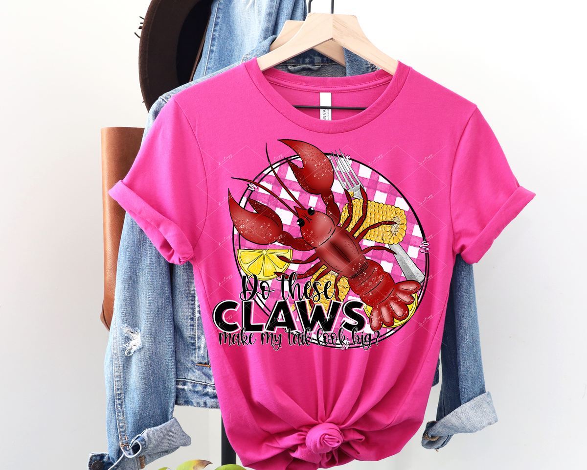 Do these claws make my tail look big? (Lobster plate, bright pink) 1286 DTF TRANSFER