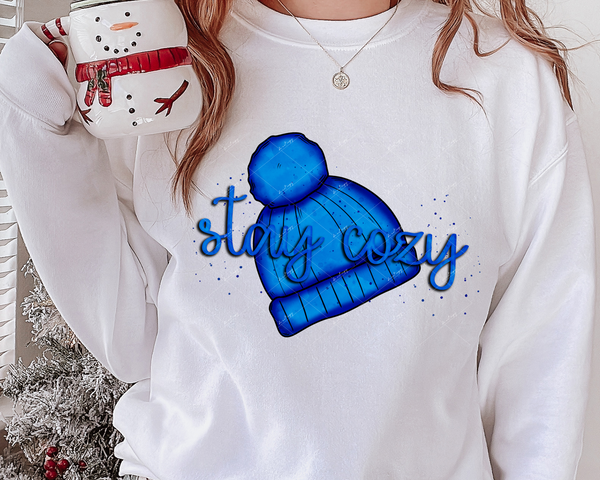 Stay cozy (bright blue winter hat) 1603 DTF TRANSFER