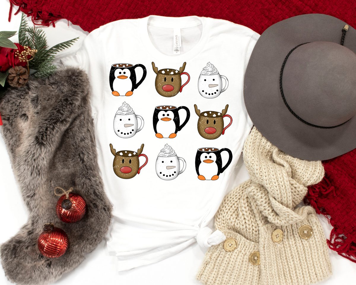 Penguin, Reindeer, Snowman Mugs 112670 DTF TRANSFER